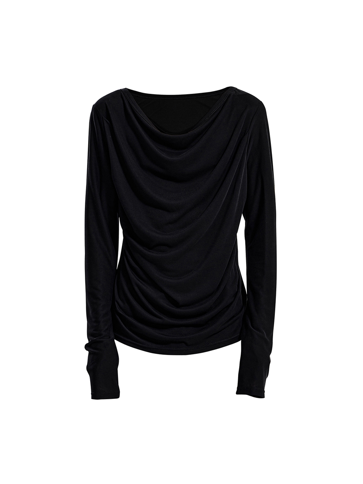 DRAPED NECK LONG SLEEVE TEE