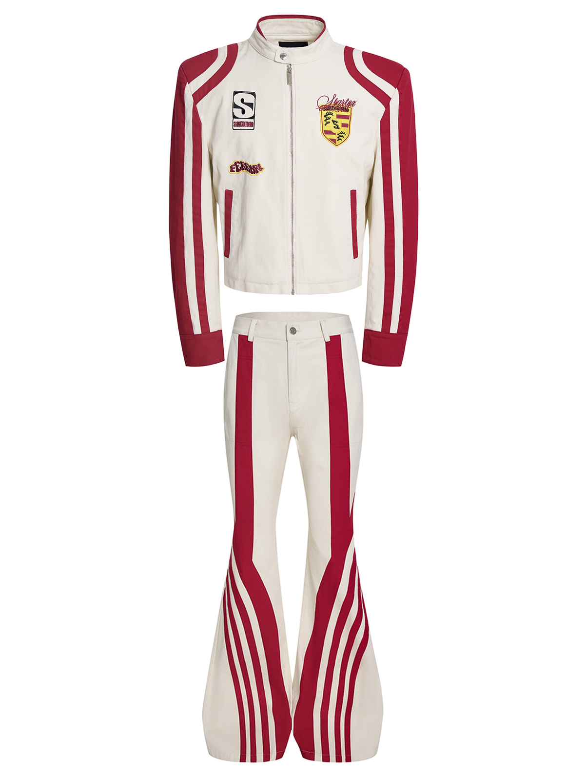 EMBROIDERED RACING BADGE MOTO DENIM SET