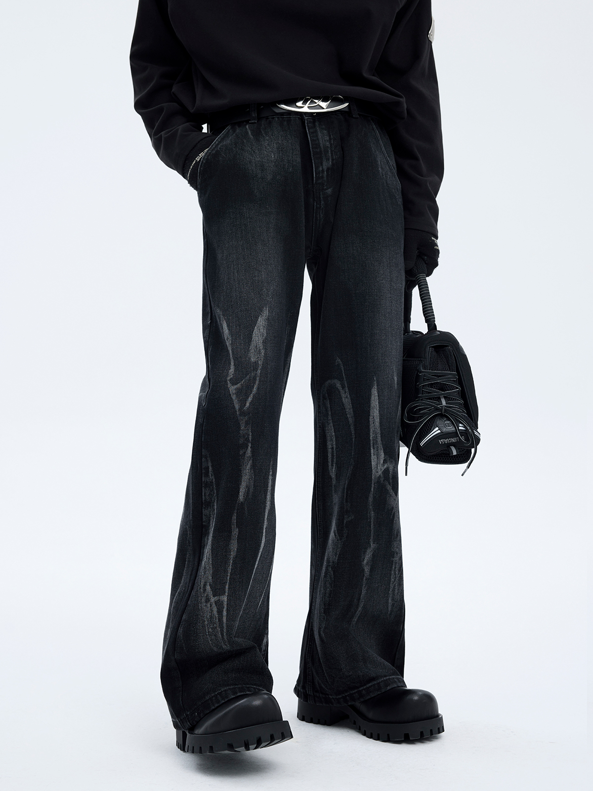 GRADIENT VINTAGE WASH WIDE LEG DENIM