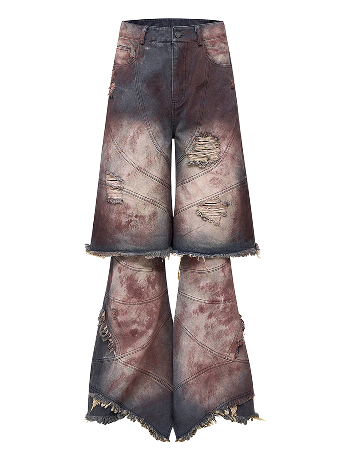 FAKE TWO-PIECE MUD WASH DENIM