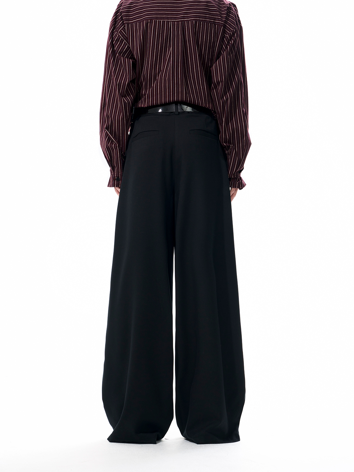 DETACHABLE LEATHER COLLAR SCULPTED SUIT SET-BLACK