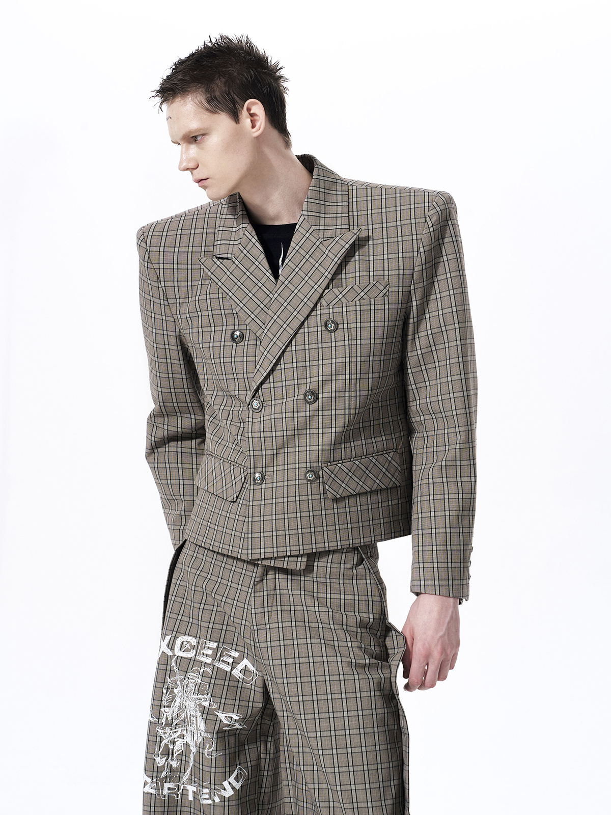 RETRO PLAID WAR HORSE GRAPHIC SUIT SET