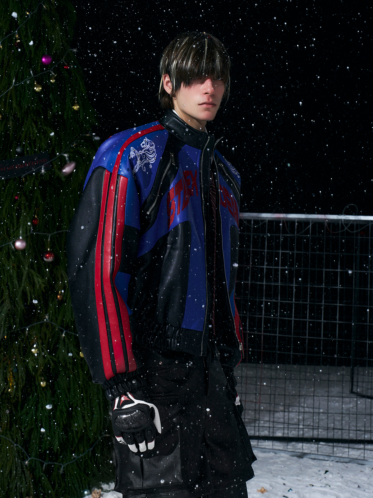 ROYAL BLUE & BLACK EMBROIDERED RACING JACKET