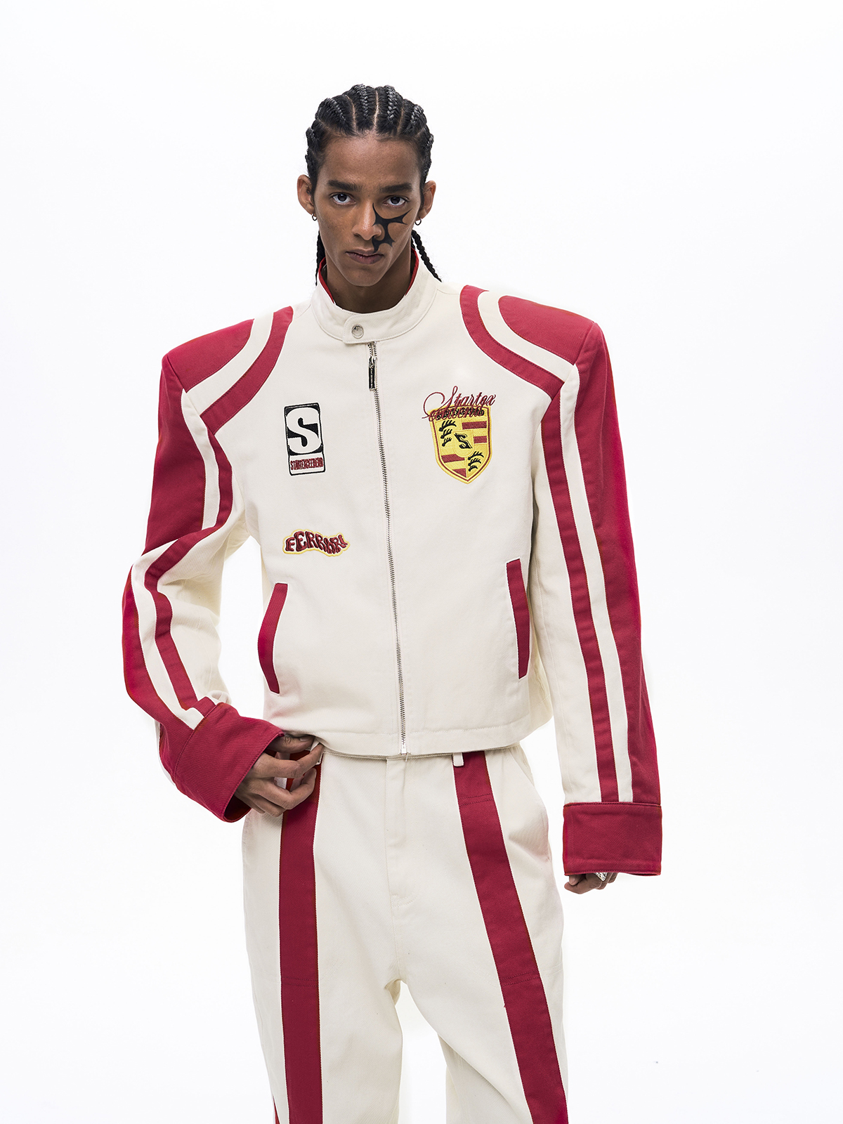 EMBROIDERED RACING BADGE MOTO DENIM SET