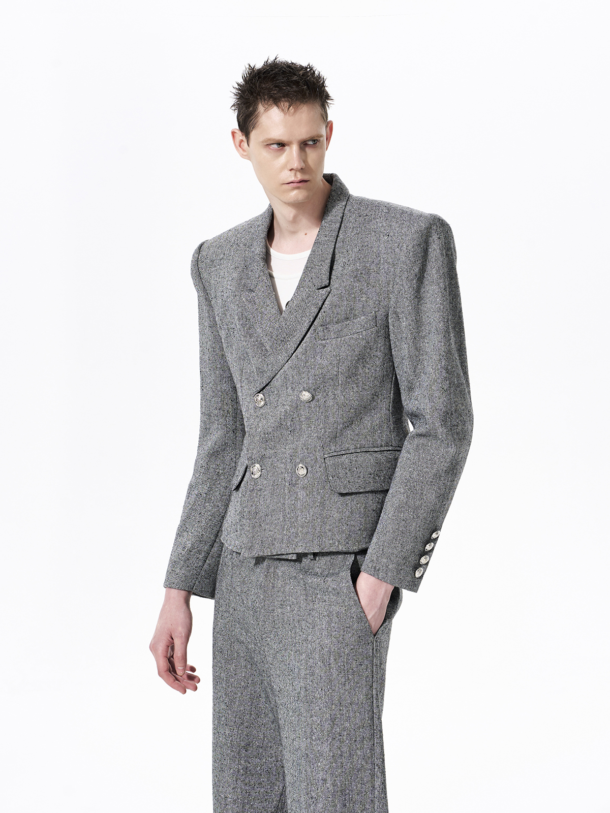 STRUCTURED CROPPED DOUBLE-BREASTED SUIT SET