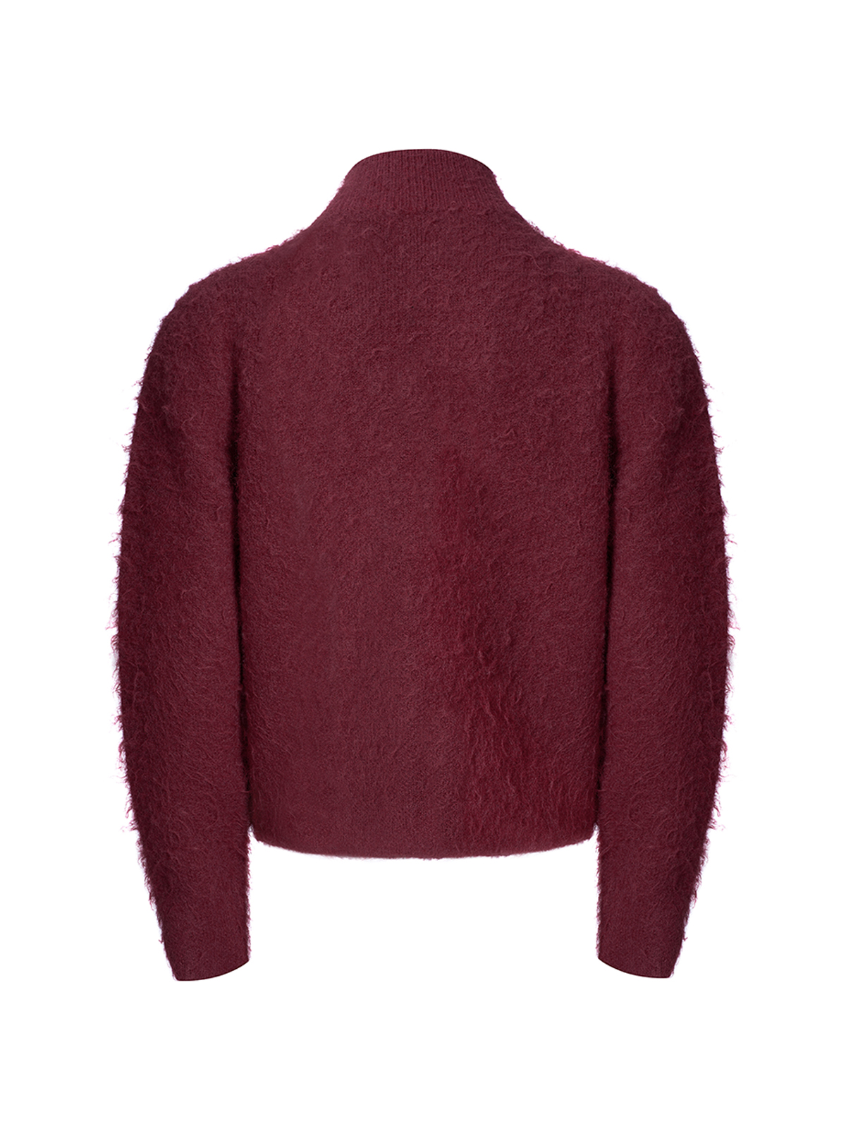 MOHAIR STAR ZIP-UP STAND COLLAR KNIT-RED