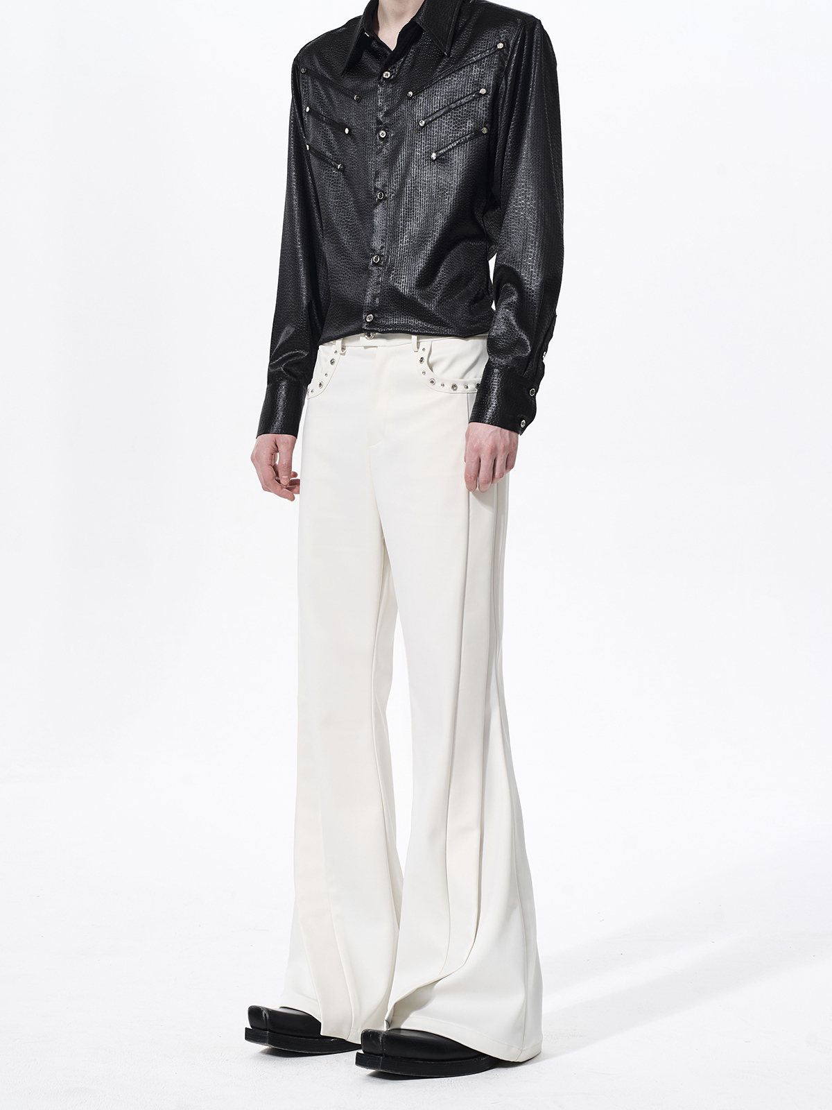 DECONSTRUCTED CINCHED WAIST SUIT SET-WHITE