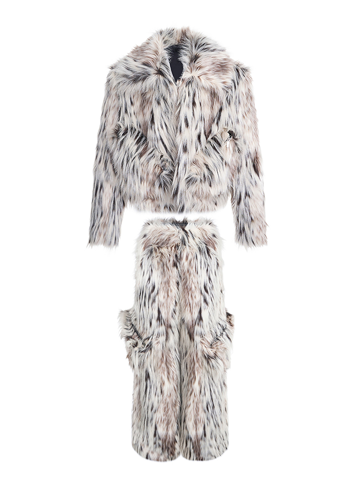 SNOW LEOPARD FAUX FUR SET-START EXCEED END