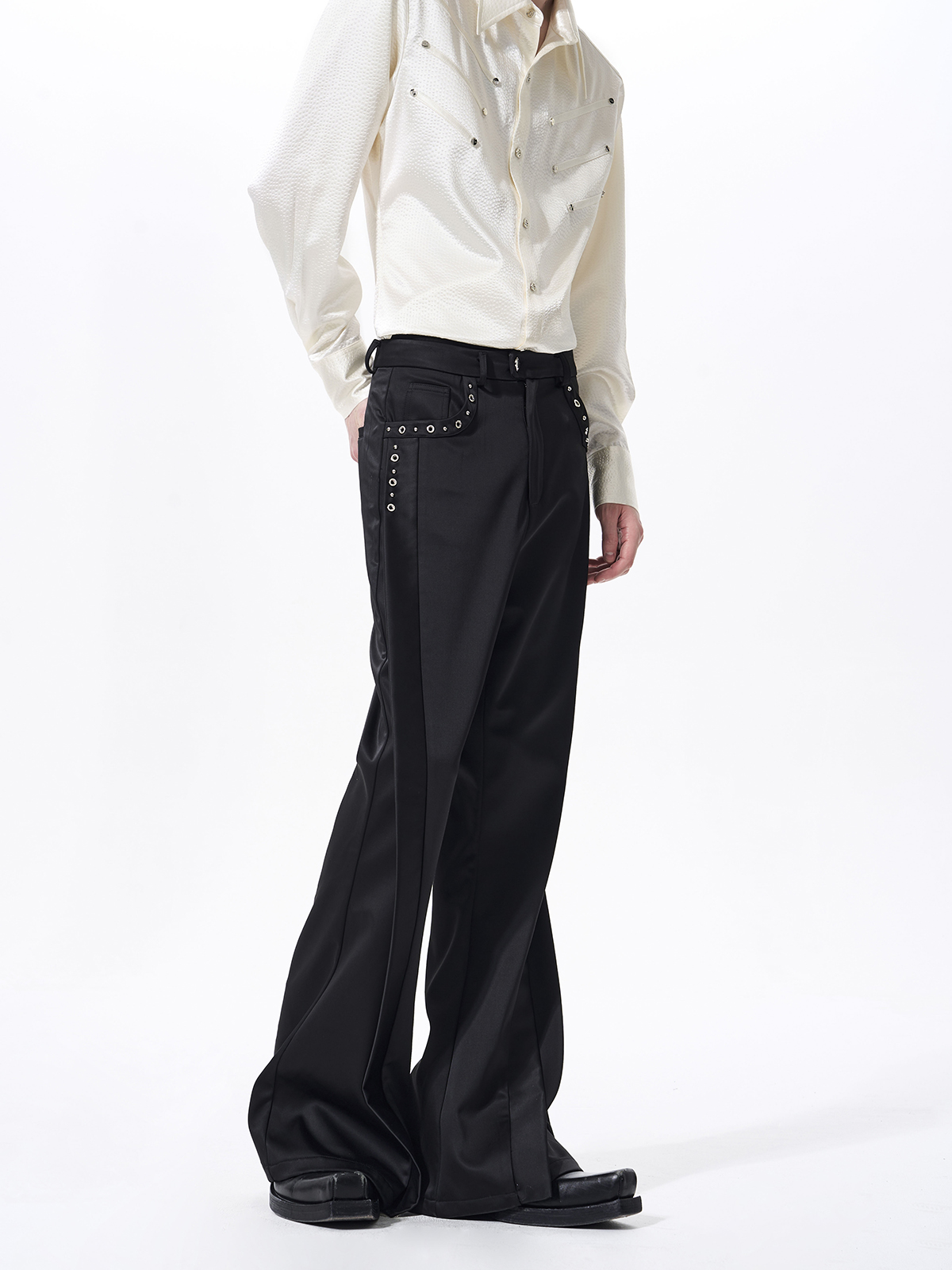 DECONSTRUCTED CINCHED WAIST SUIT SET-BLACK