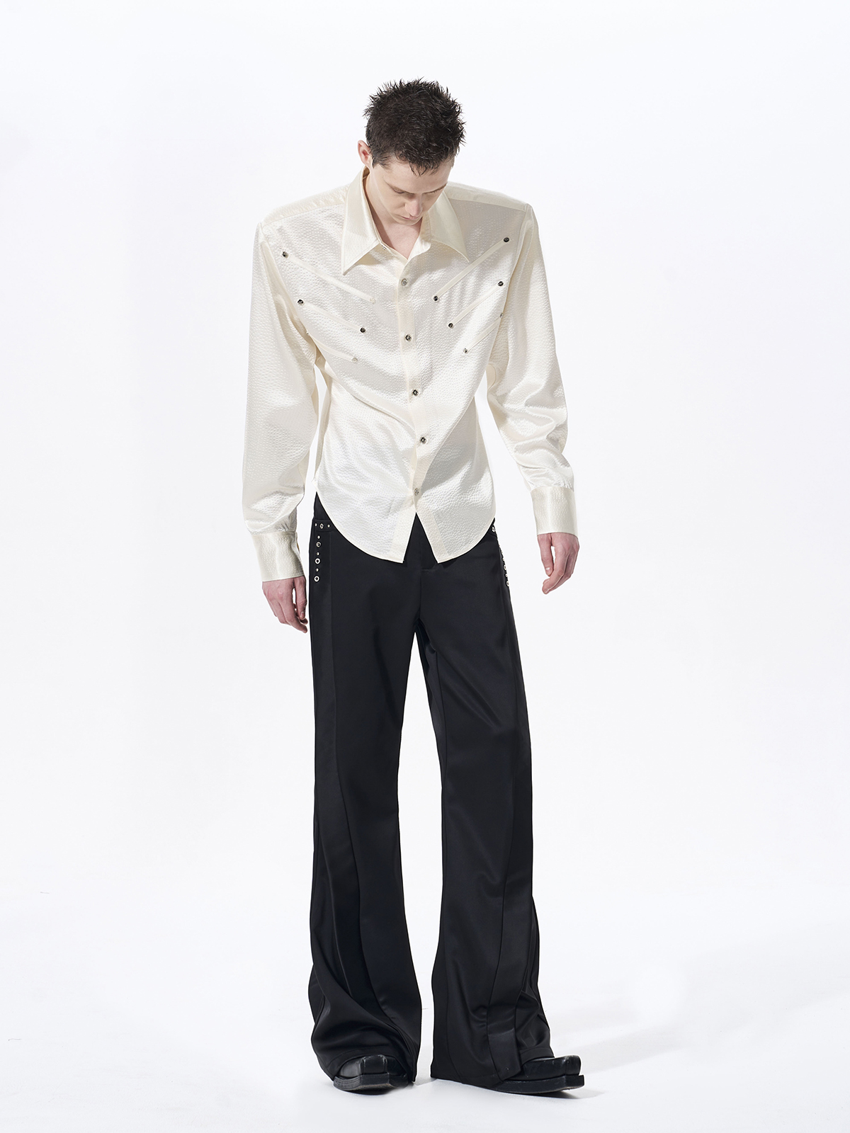TEXTURED WESTERN HARDWARE SHIRT-PEARL WHITE
