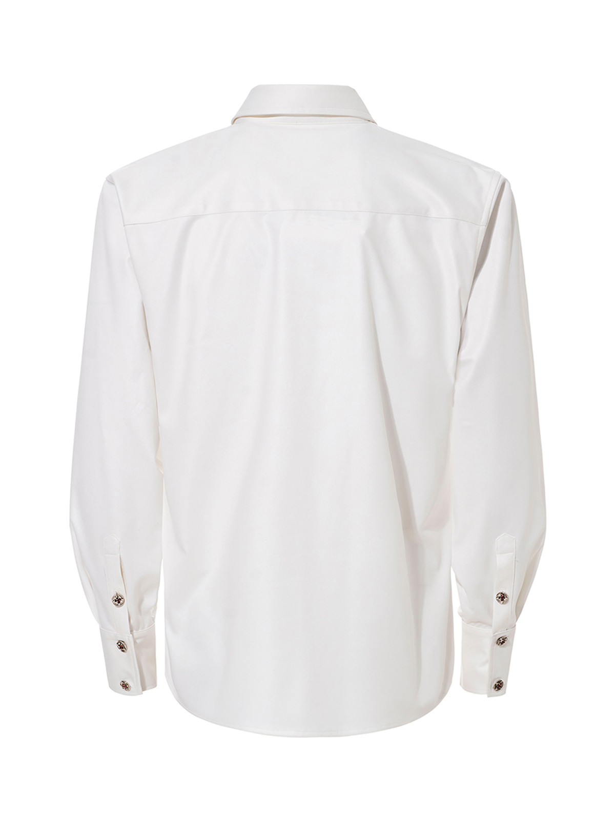 FAUX ACETATE STRUCTURED SHOULDER SHIRT-WHITE