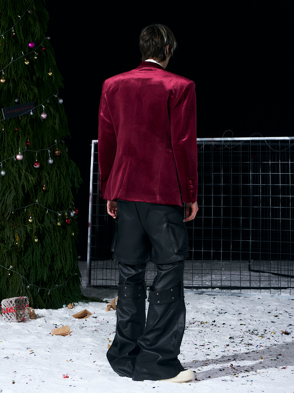 Galaxy Star-Studded Velvet Blazer-Burgundy