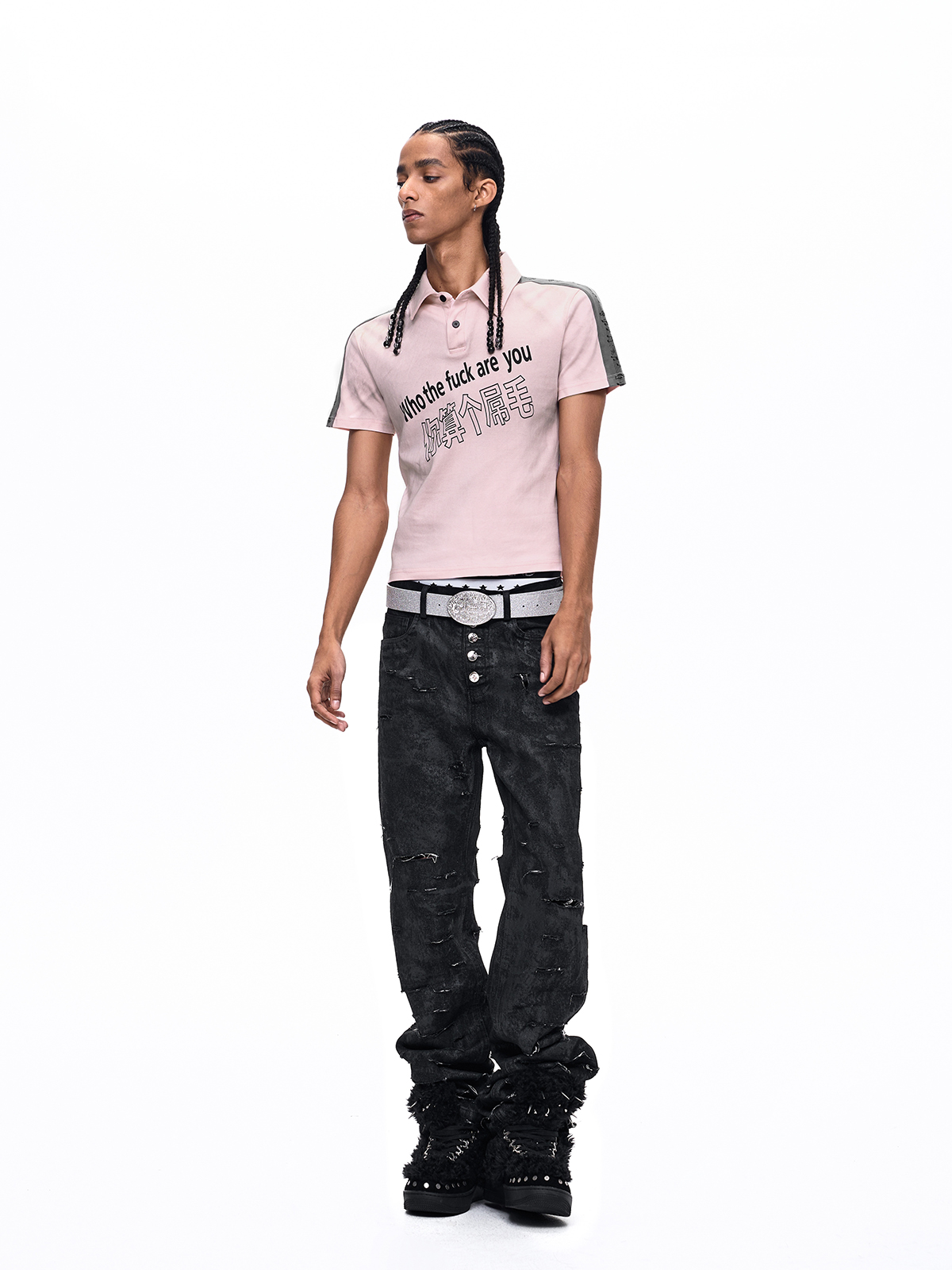 SUBVERSIVE TYPOGRAPHY MUSICAL NOTE POLO-PINK