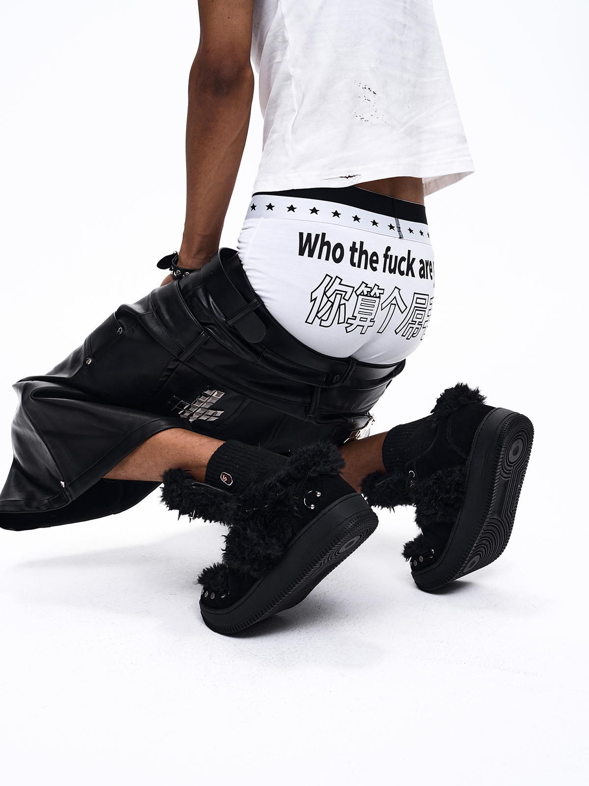 SUBVERSIVE TYPOGRAPHY STAR BOXER BRIEFS-WHITE