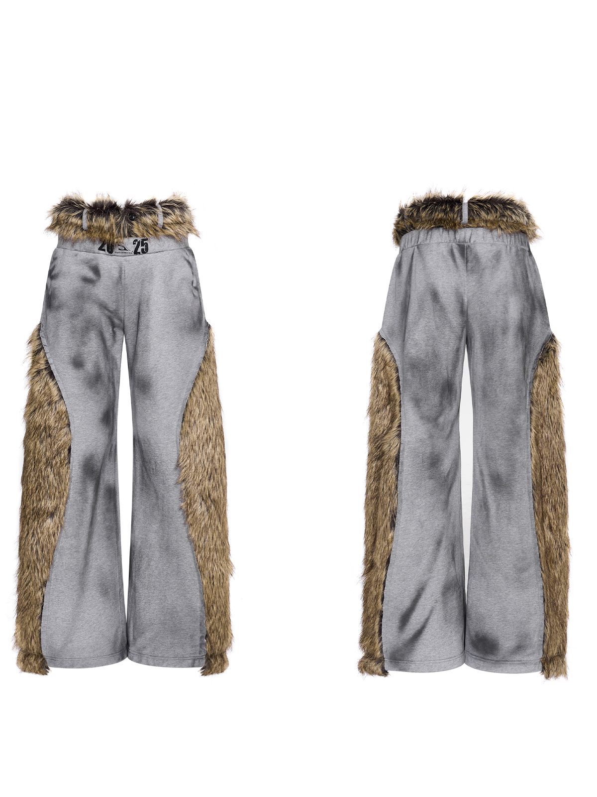 VINTAGE GREY REVERSIBLE FUR HOODIE & FUR PANEL PANTS SET