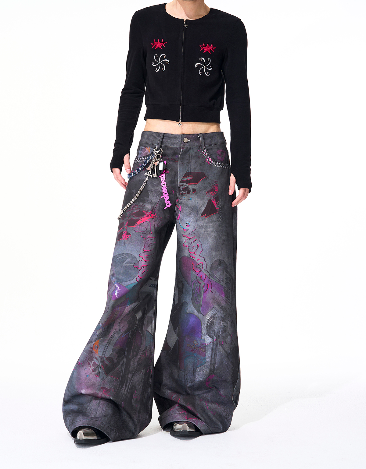 CYBER-GRAFFITI WIDE-LEG JEANS-START EXCEED END