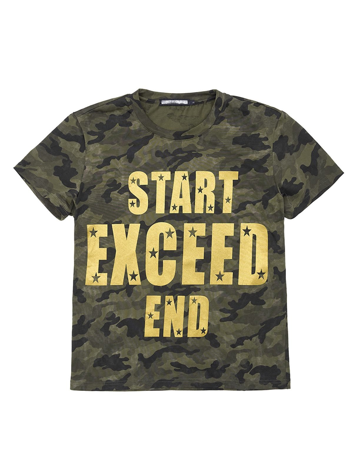 GOLD FOIL TYPOGRAPHY CAMO TEE