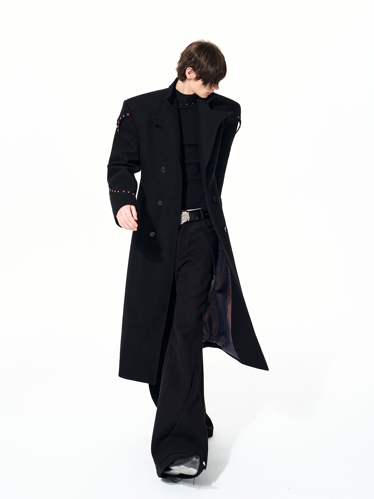 NOCTURNAL BLOOD-STUD STRUCTURED COAT
