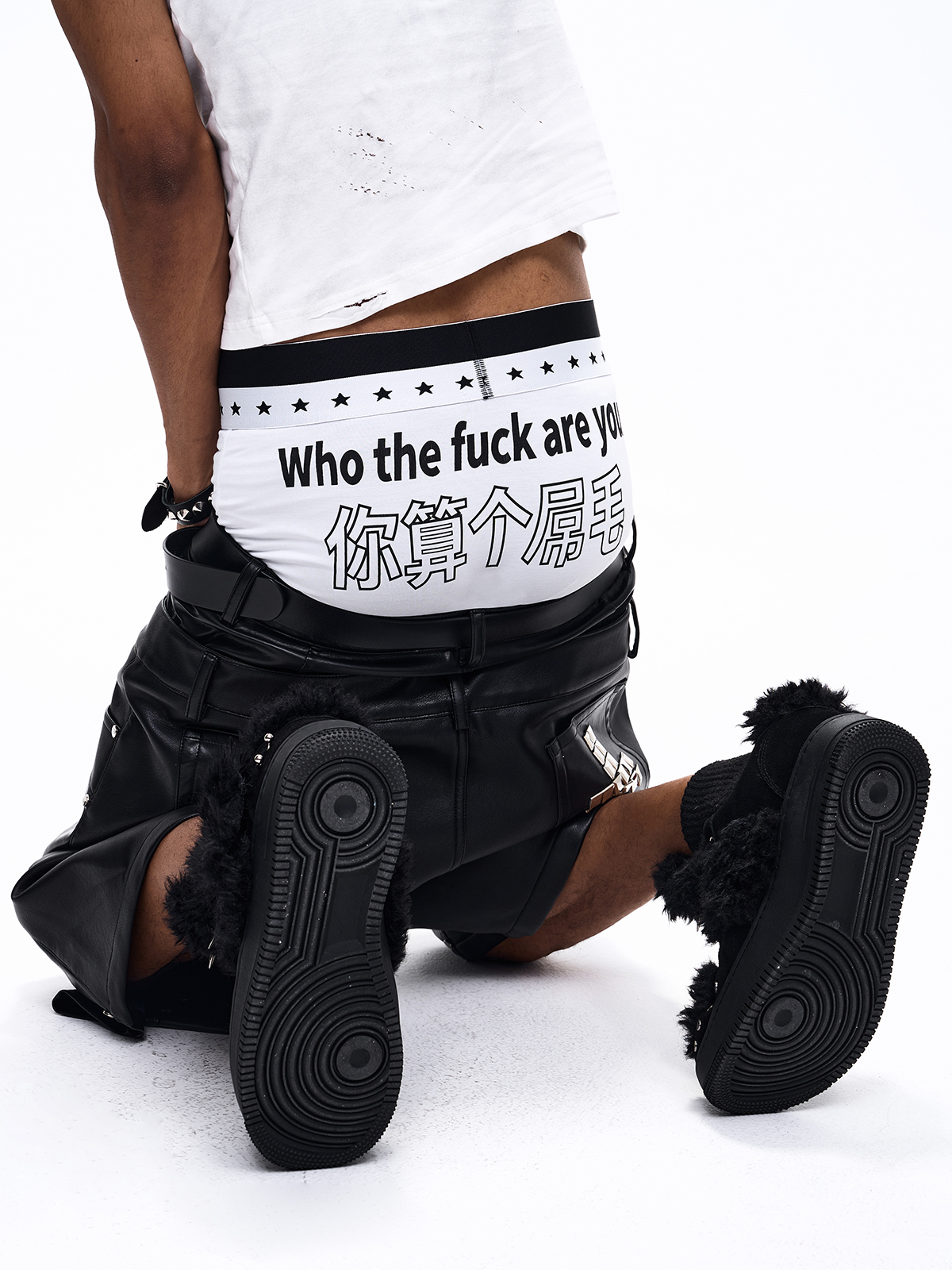 SUBVERSIVE TYPOGRAPHY STAR BOXER BRIEFS-WHITE