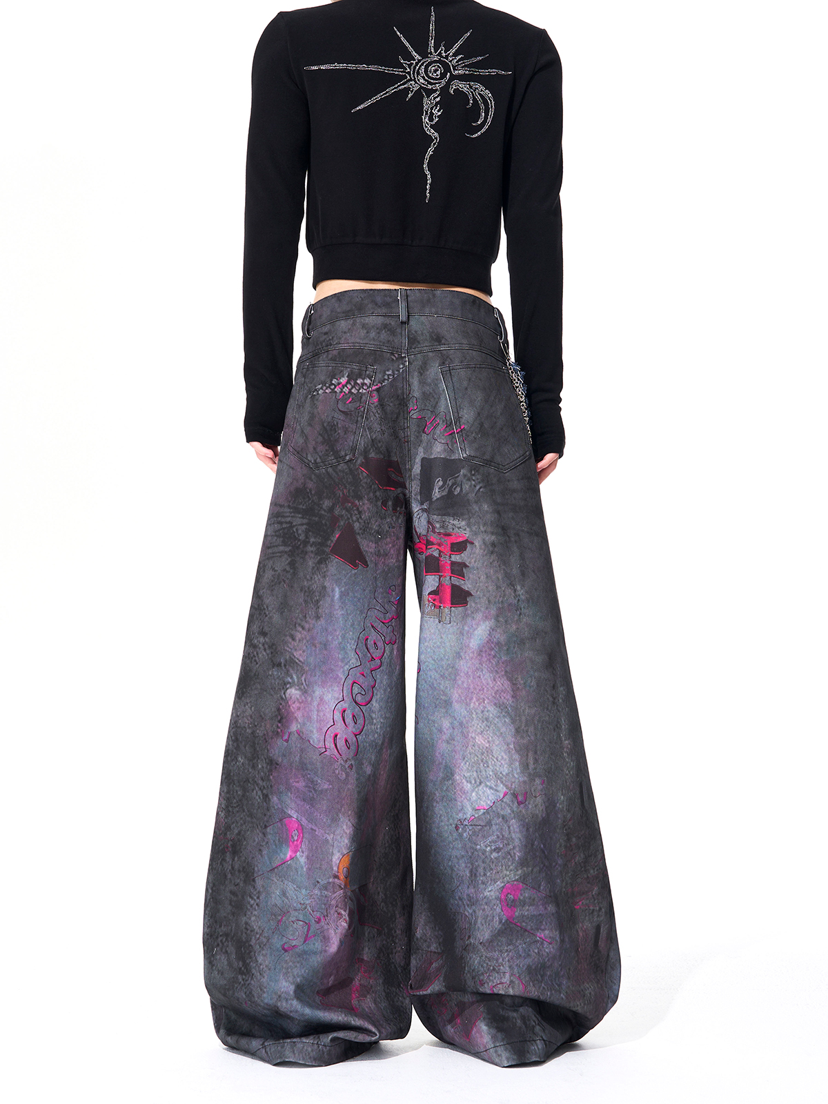 CYBER-GRAFFITI WIDE-LEG JEANS-START EXCEED END