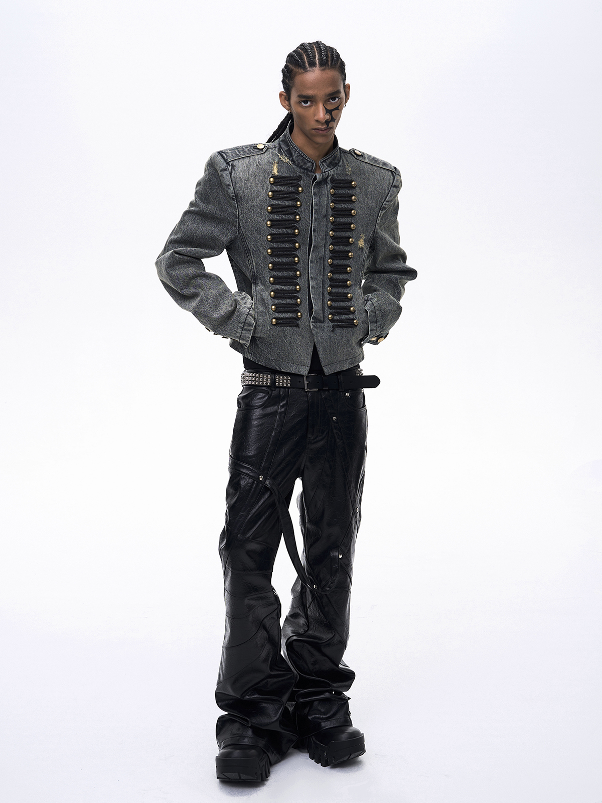 VINTAGE COURT-STYLE DENIM JACKET-ACID WASH GREY