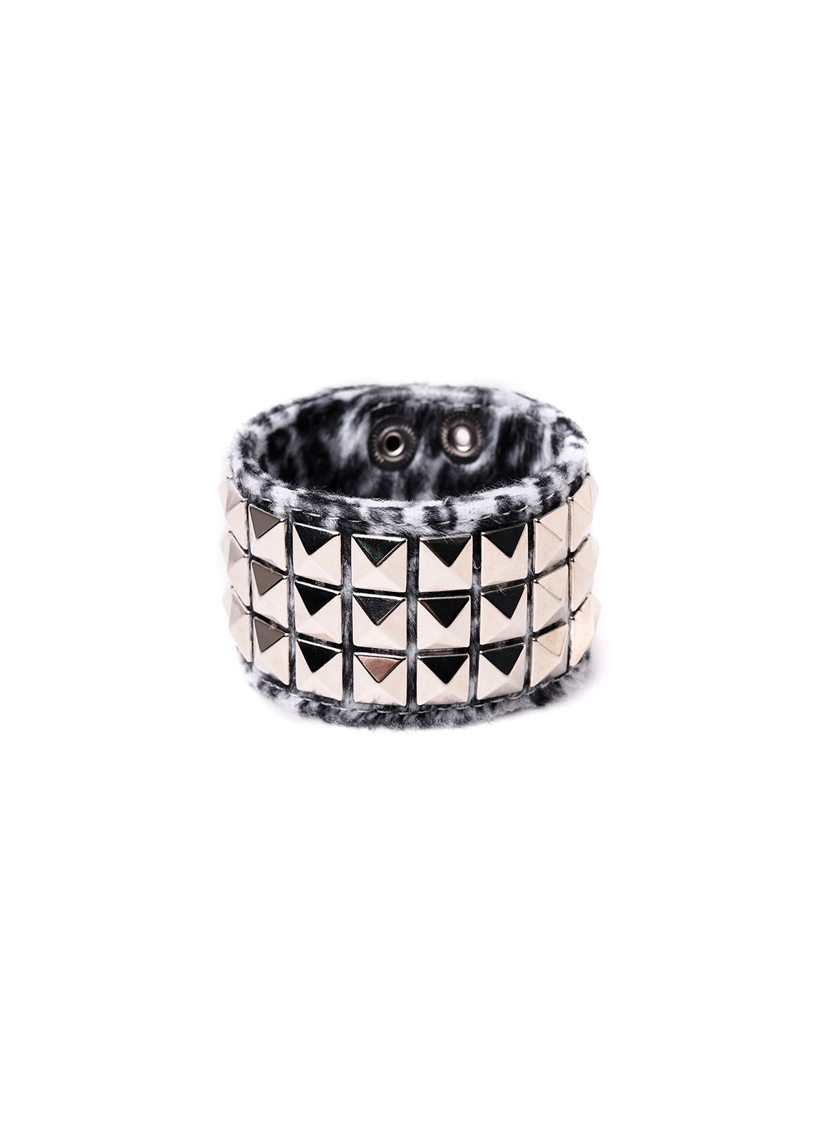 STUDDED FAUX FUR WRIST CUFF-GREY/WHITE