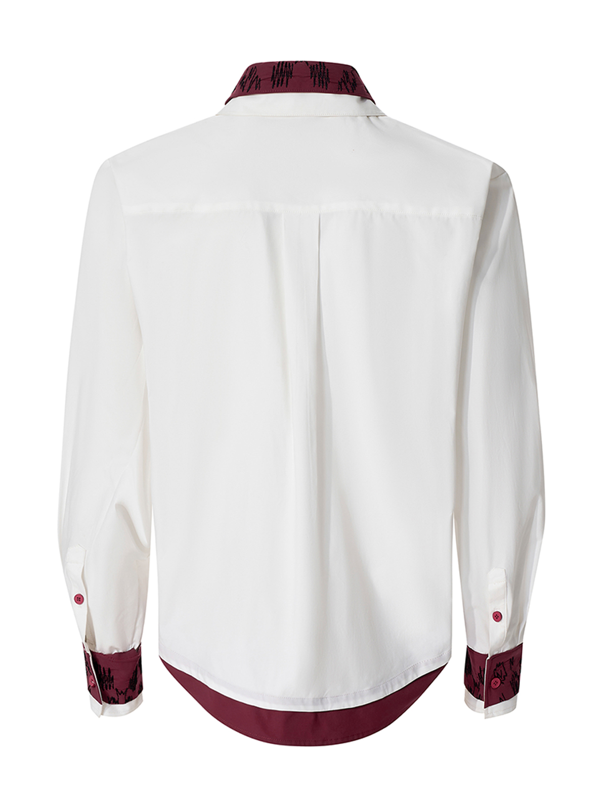 FAKE TWO-PIECE DOUBLE COLLAR SHIRT-WHITE