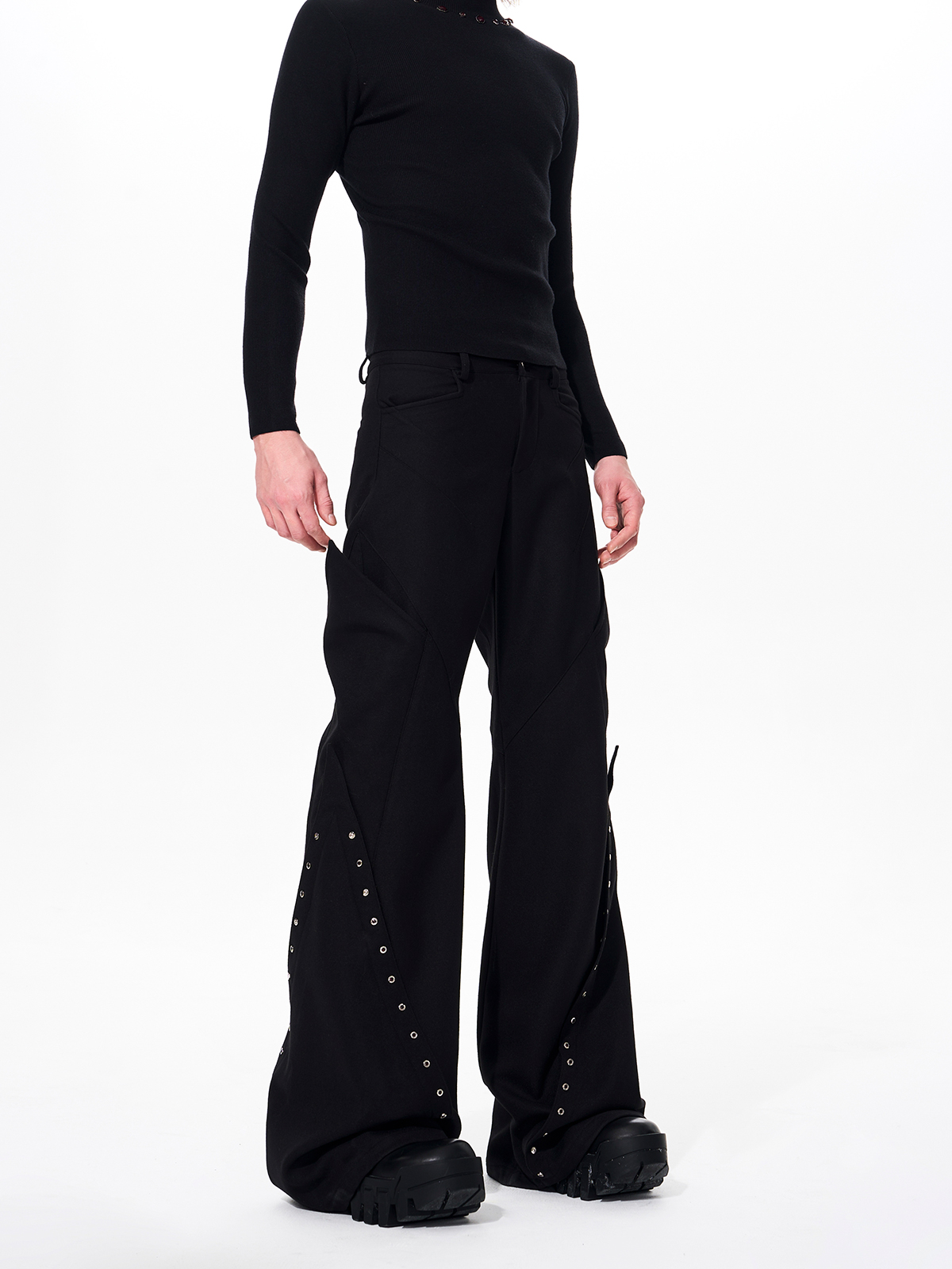 RIVET STRUCTURED CROPPED JACKET & FLARED PANTS SET