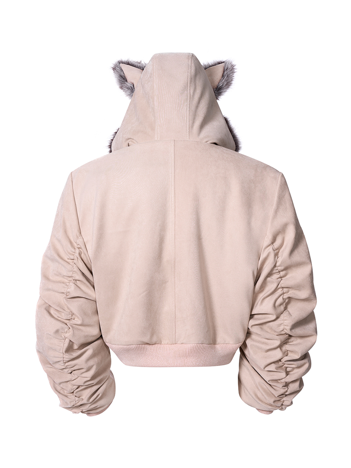 RABBIT EAR PADDED SUEDE JACKET-PINK