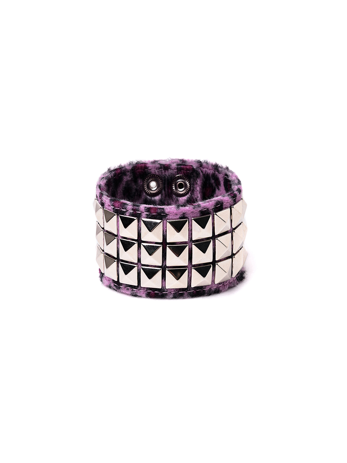 STUDDED FAUX FUR WRIST CUFF-HOT PINK
