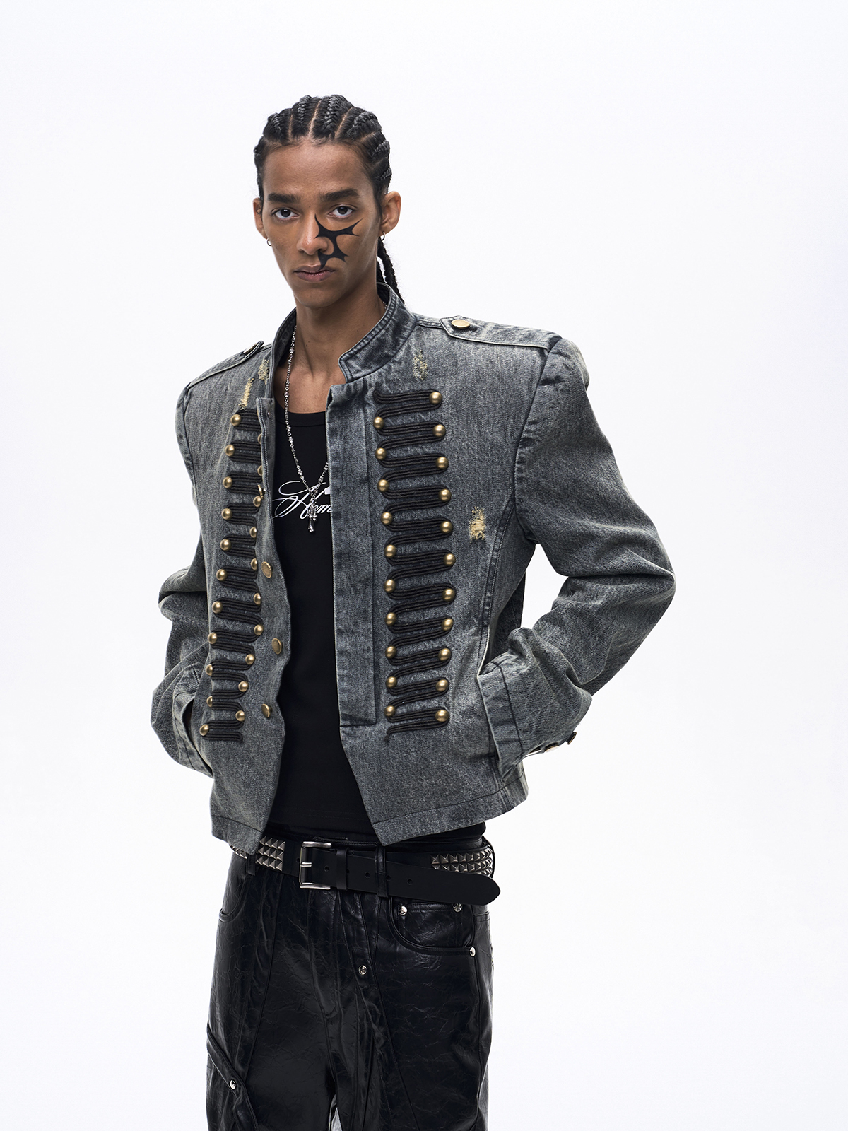 VINTAGE COURT-STYLE DENIM JACKET-ACID WASH GREY