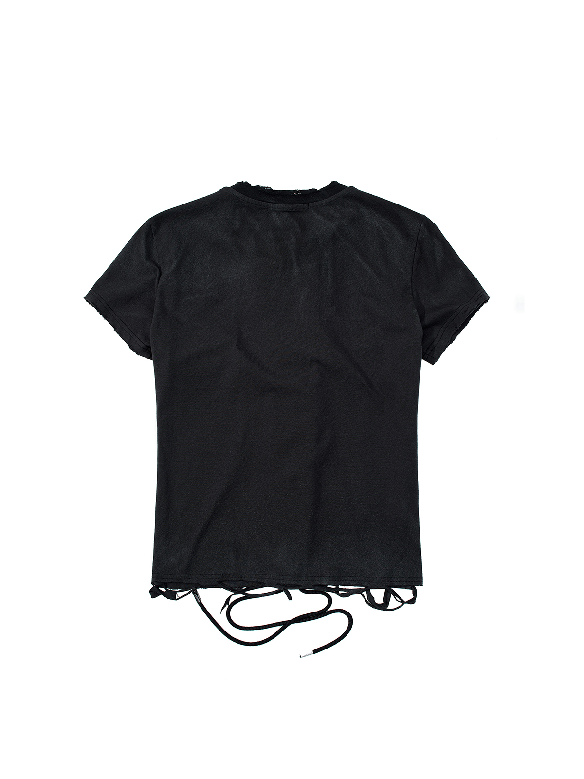 LACE-UP DESTROYED BLACK TEE