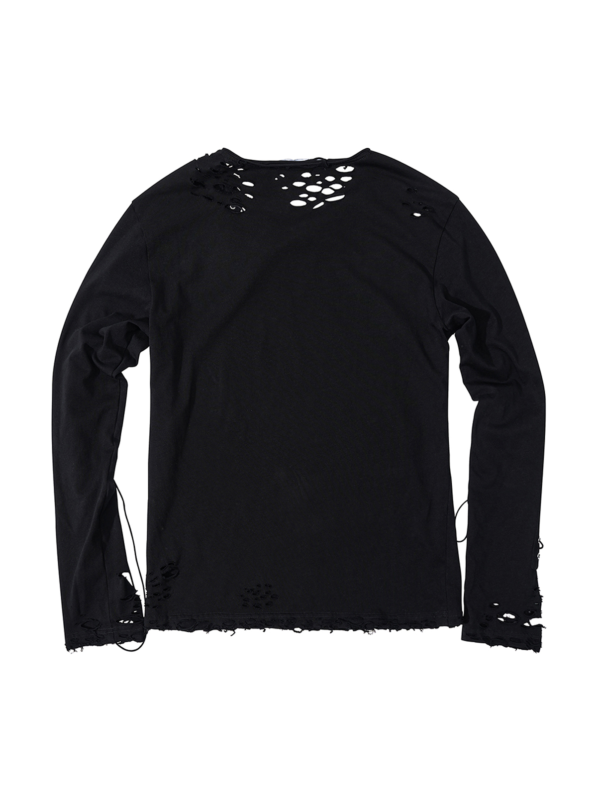 LACE-UP DESTROYED LONG SLEEVE TEE