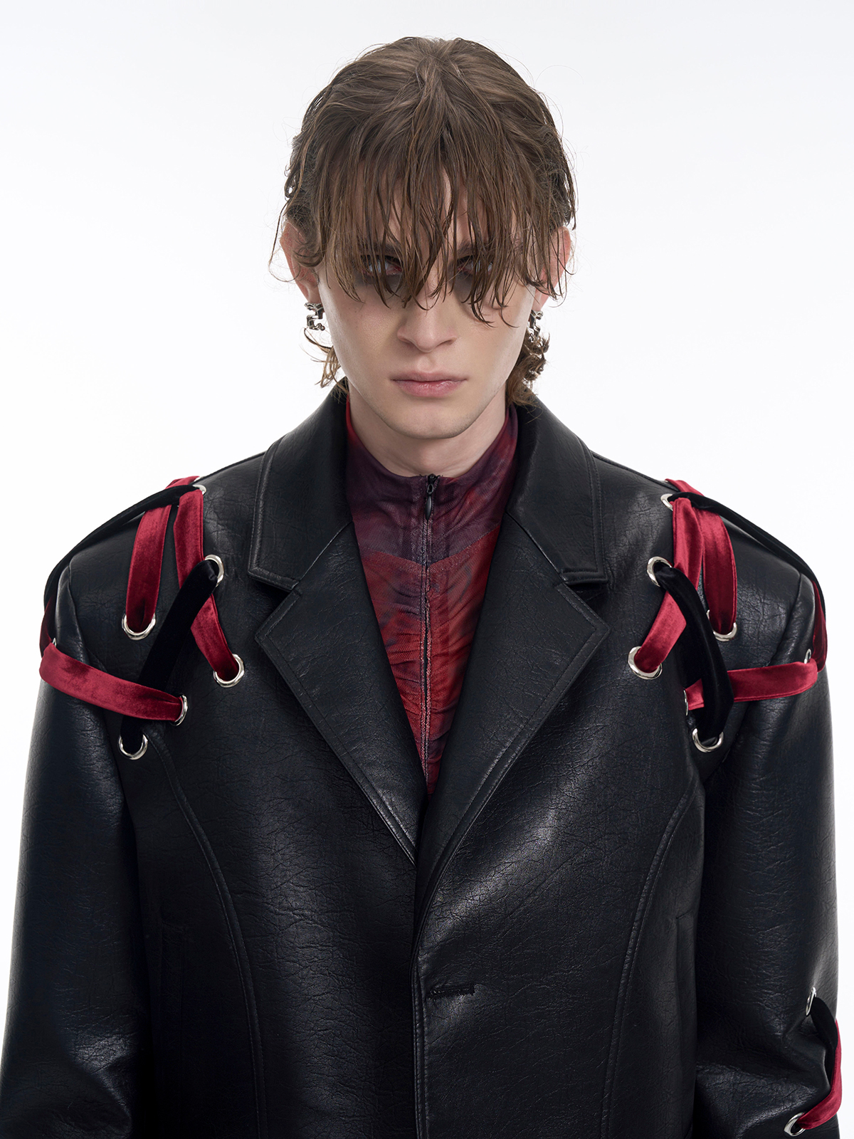 VELVET-LACED LEATHER BLAZER-START EXCEED END