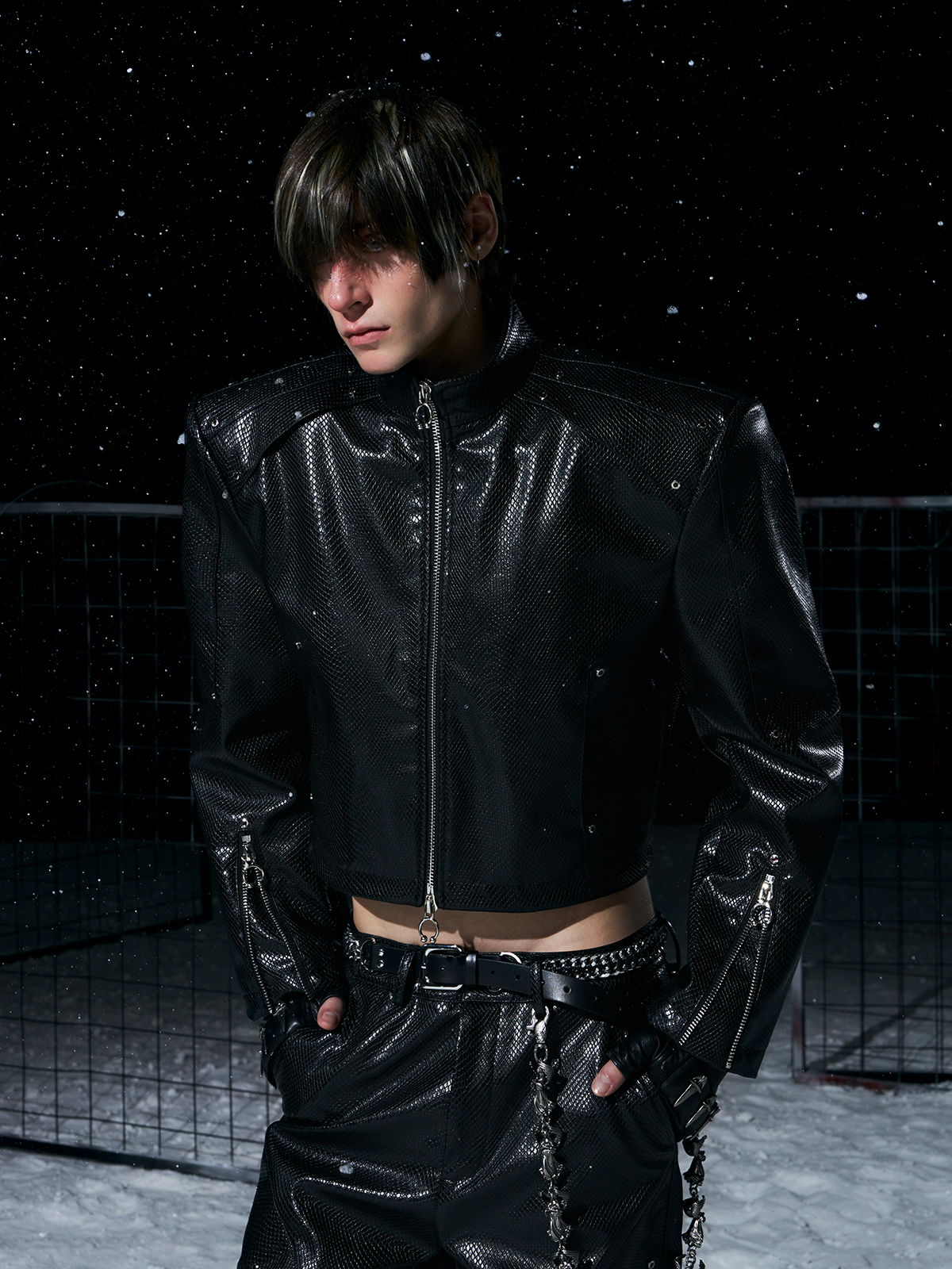 DECONSTRUCTED SNAKE-EMBOSSED LEATHER SET