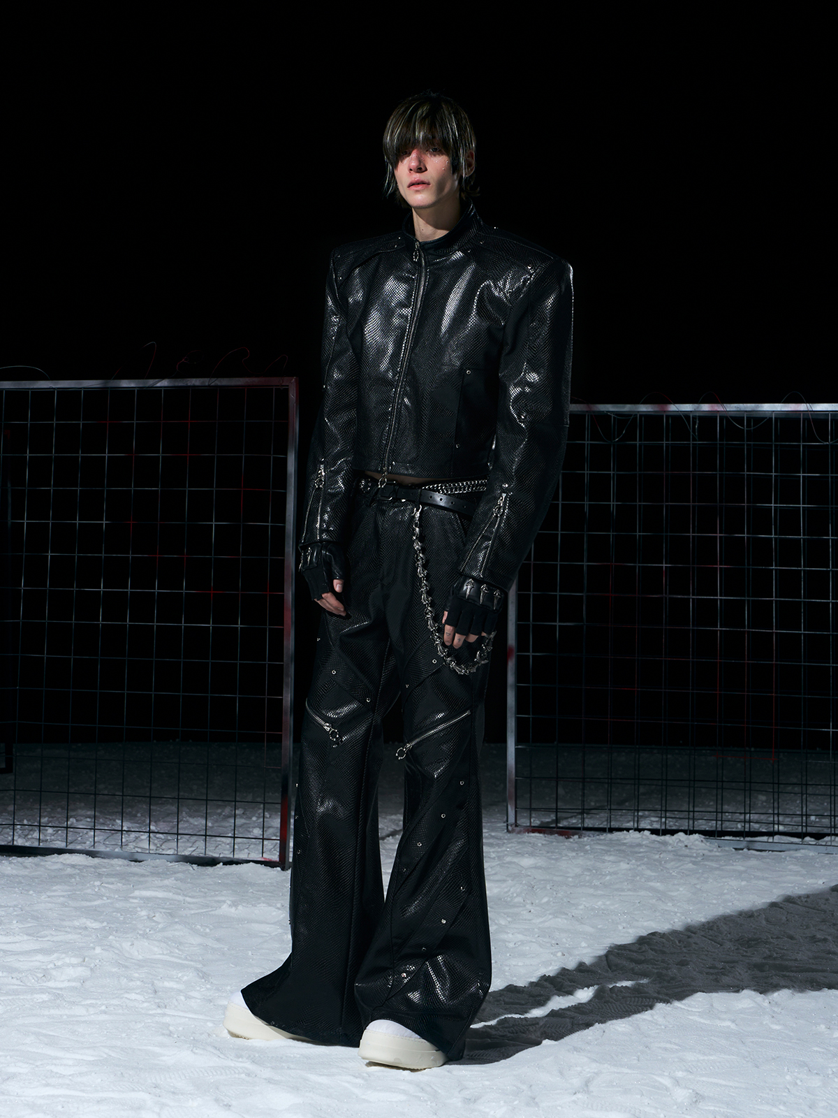 DECONSTRUCTED SNAKE-EMBOSSED LEATHER SET