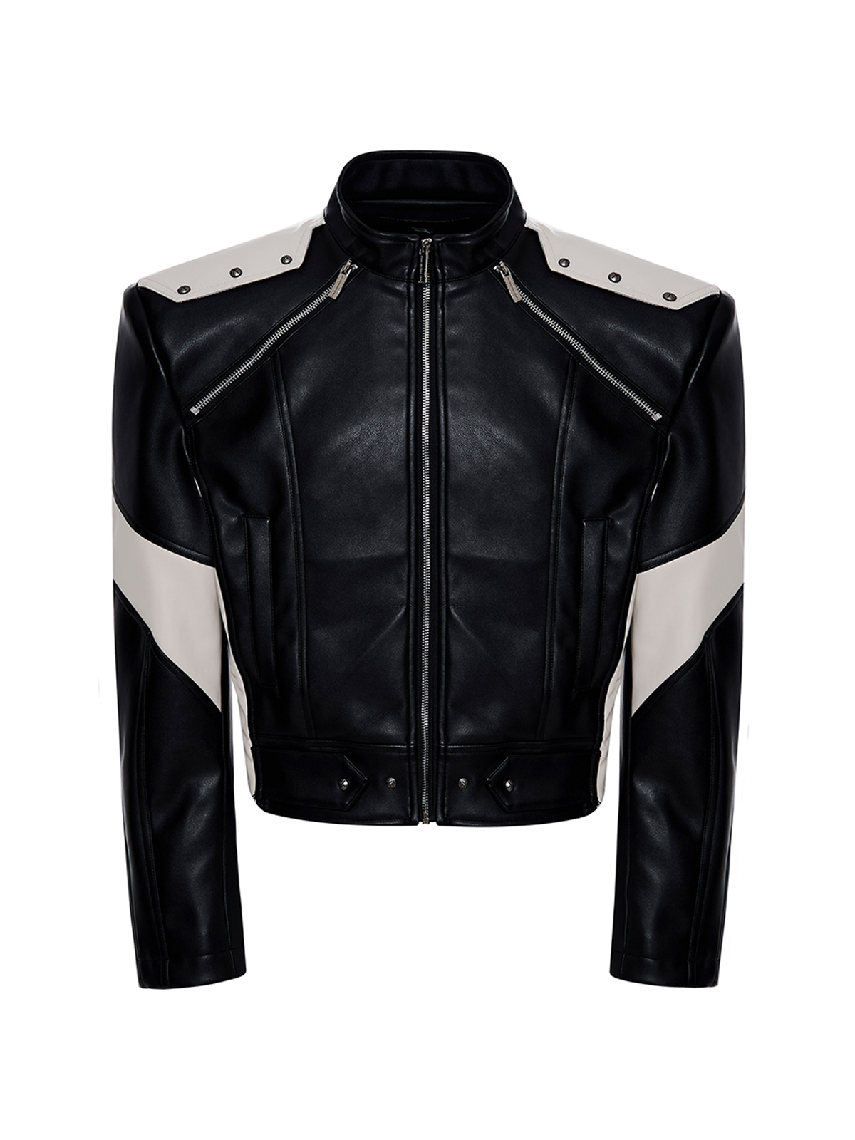 EMBROIDERED SKELETAL HORSE MOTO JACKET-BLACK