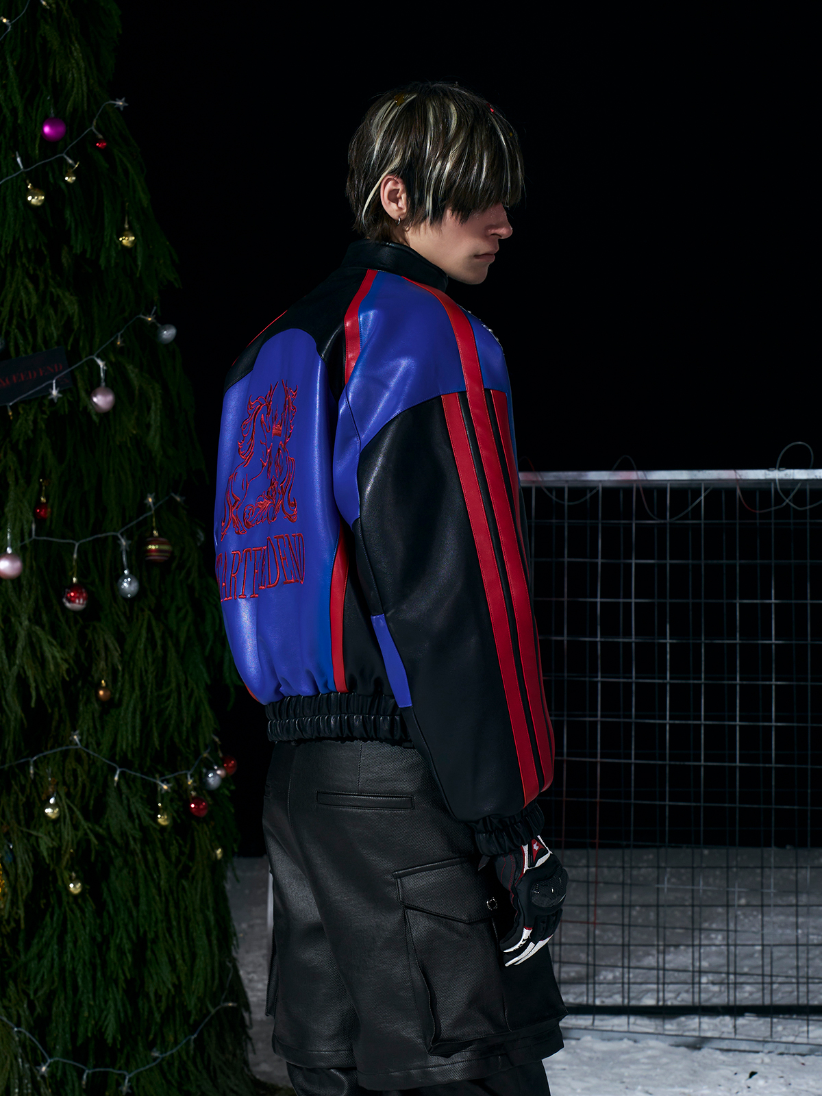 ROYAL BLUE & BLACK EMBROIDERED RACING JACKET