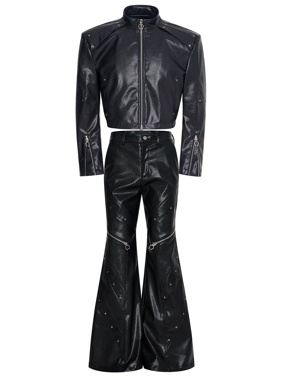 DECONSTRUCTED SNAKE-EMBOSSED LEATHER SET