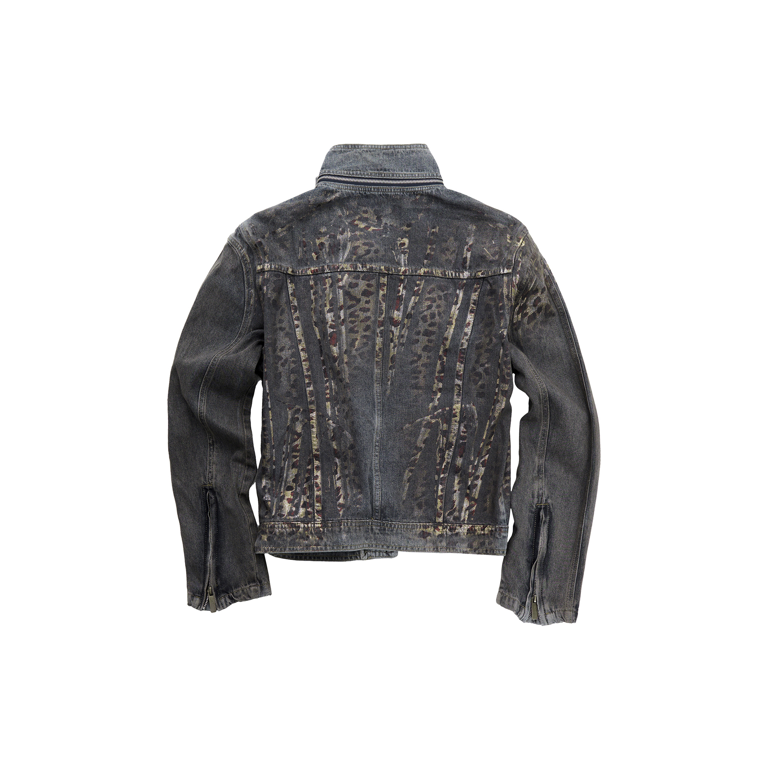 LEOPARD ASYMMETRIC DENIM JACKET