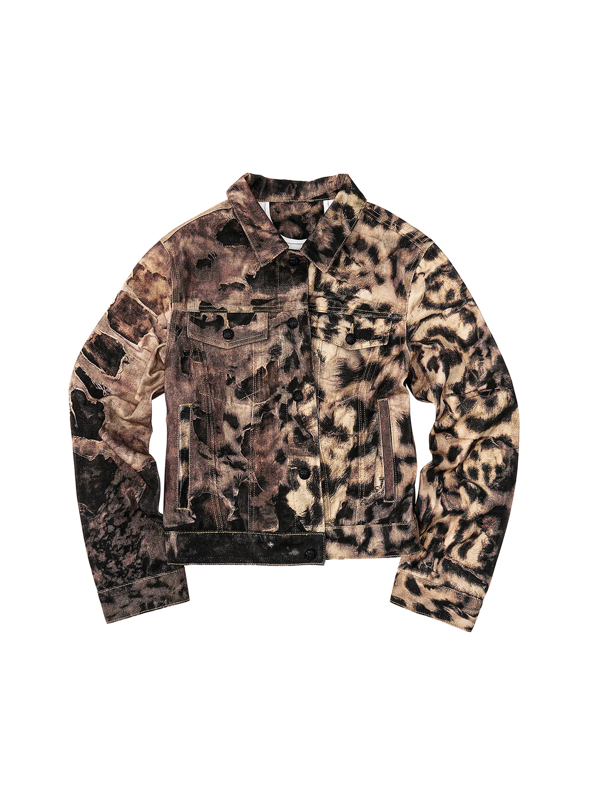 LEOPARD RHINESTONE SKULL DENIM JACKET
