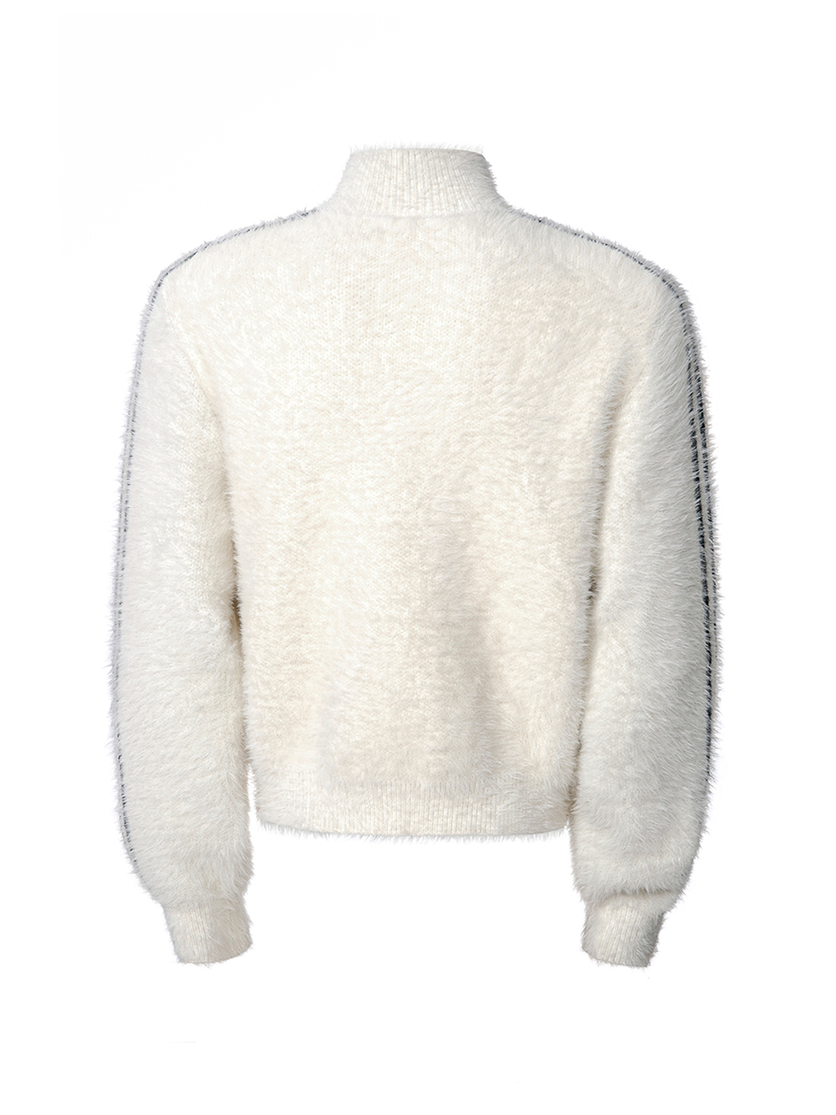 FUZZY CREST ZIP KNIT-WHITE
