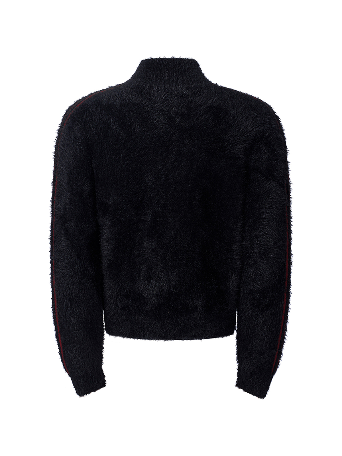 FUZZY CREST ZIP KNIT-BLACK