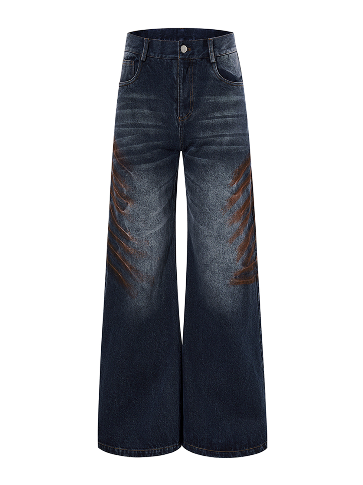 OXIDIZED WHISKER WIDE LEG DENIM-DARK BLUE