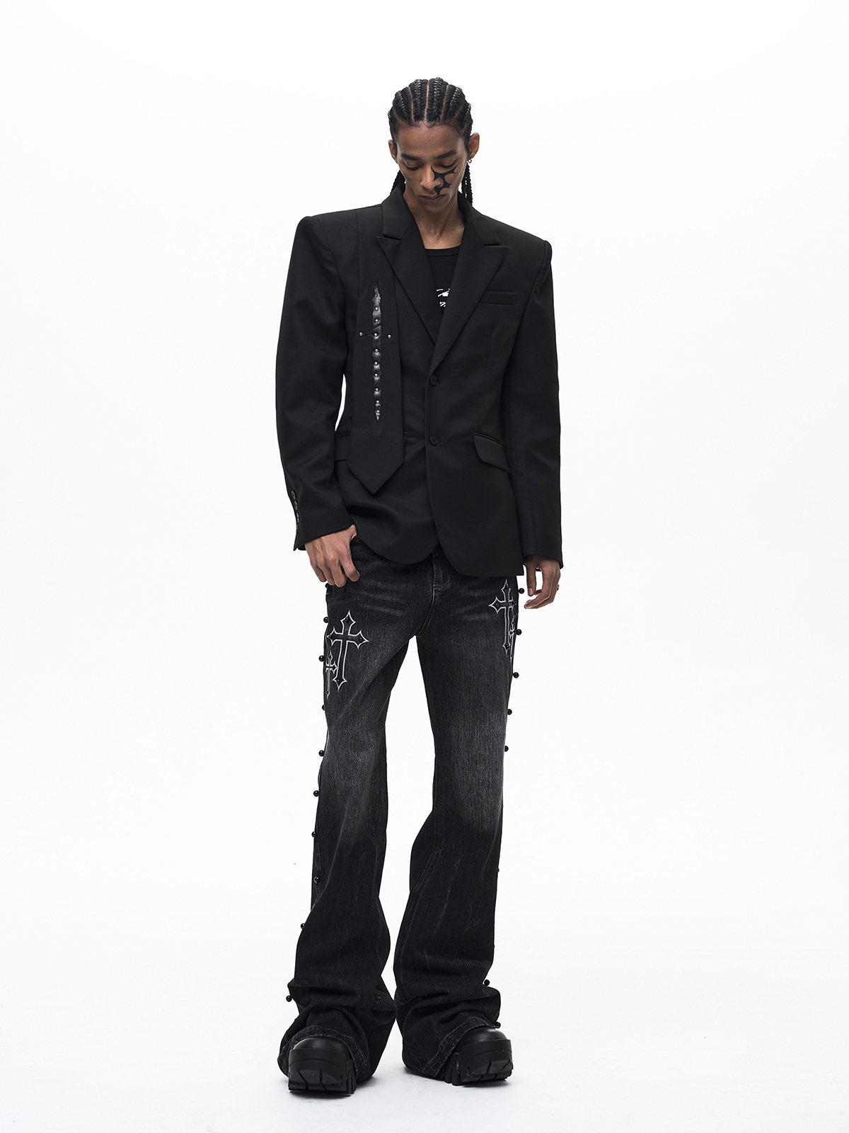 STUDDED CROSS TAILORED BLAZER