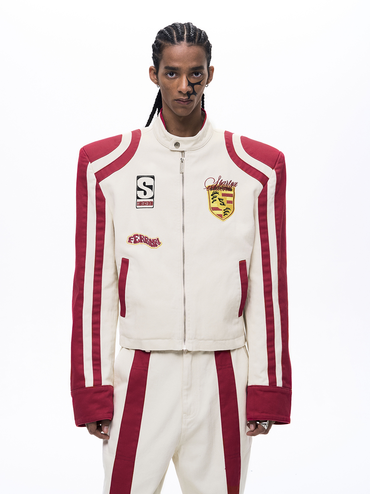 EMBROIDERED RACING BADGE MOTO DENIM SET