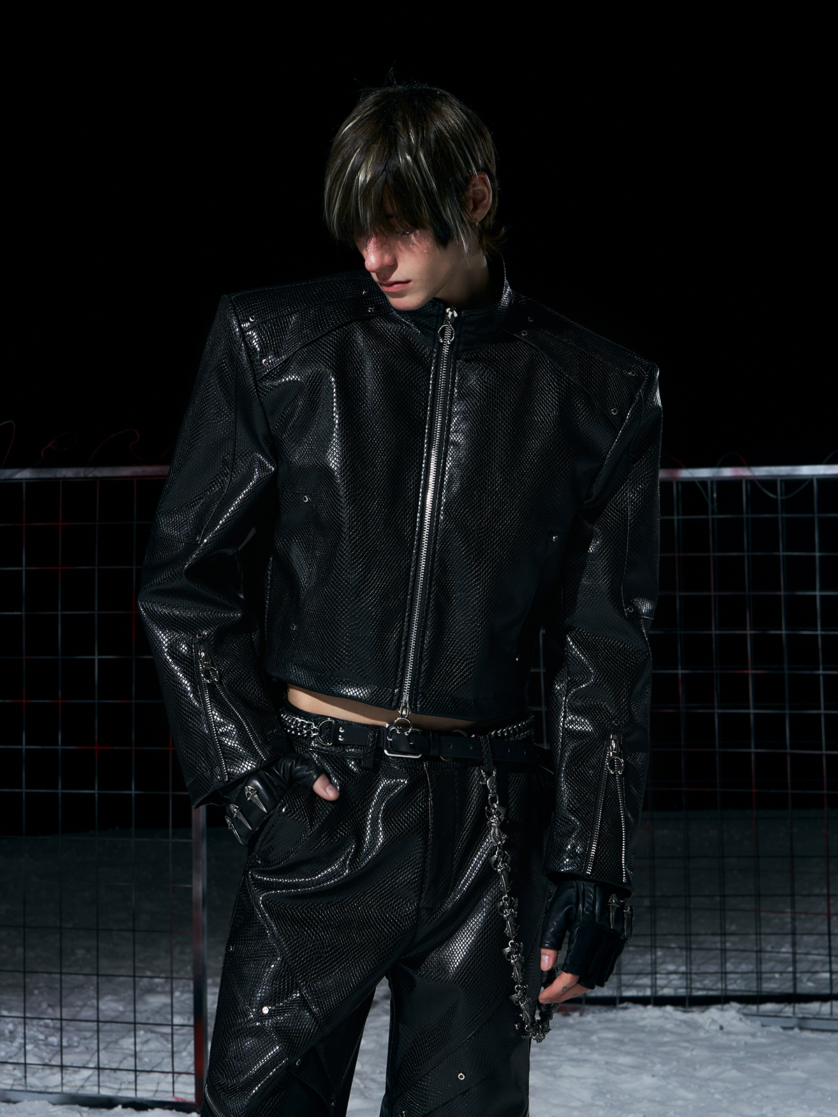 DECONSTRUCTED SNAKE-EMBOSSED LEATHER SET