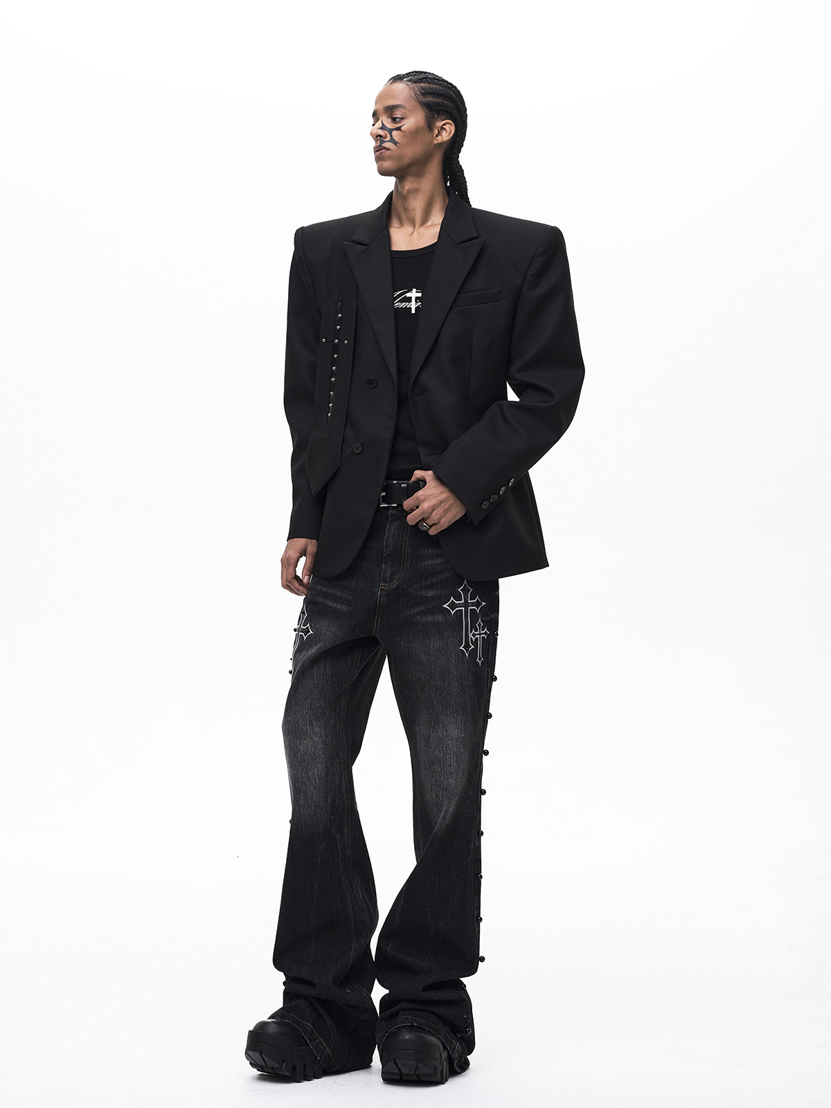 STUDDED CROSS TAILORED BLAZER