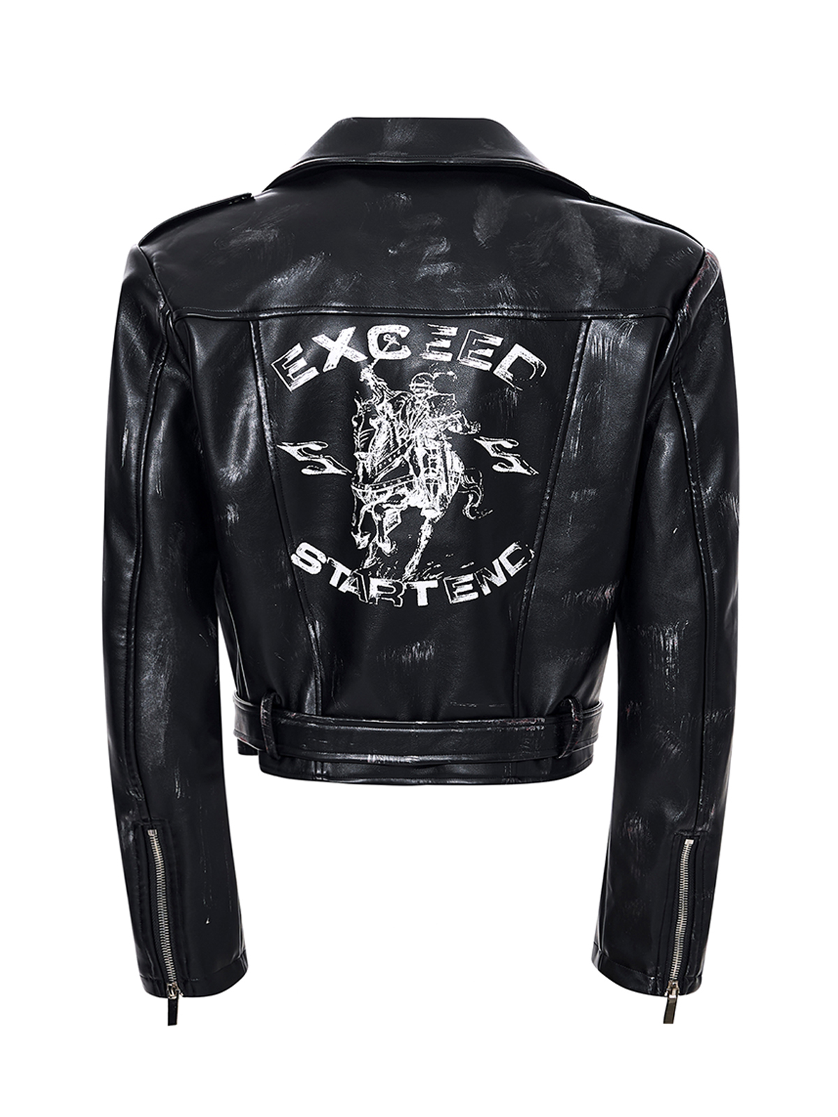 DISTRESSED WAR HORSE BIKER JACKET-BLACK