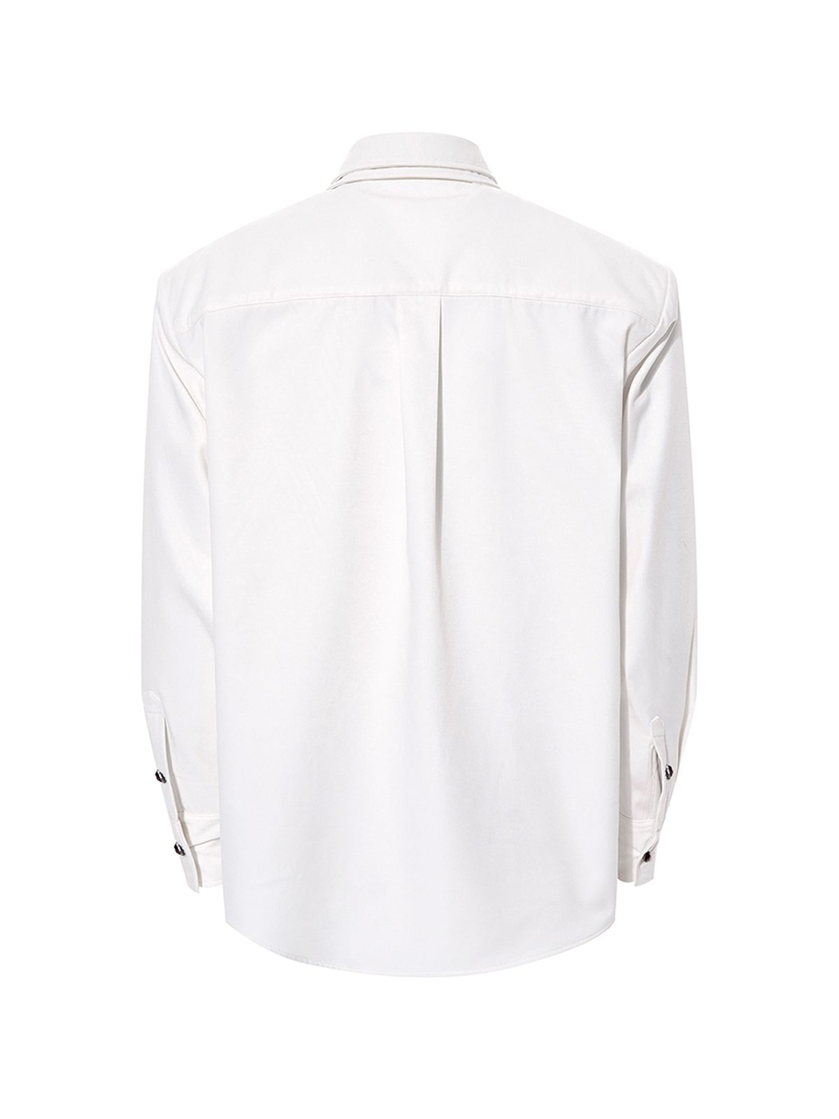 DOUBLE-COLLAR GEM-BUTTON STRUCTURED SHIRT-WHITE